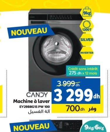 Machine à laver Candy EY29B8G15 PW 100 chez Marjane