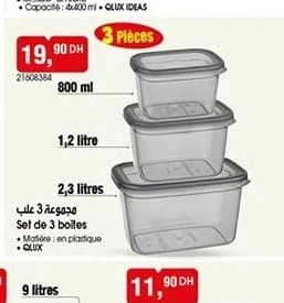 Set de 3 boites de conservation QLUX chez BIM