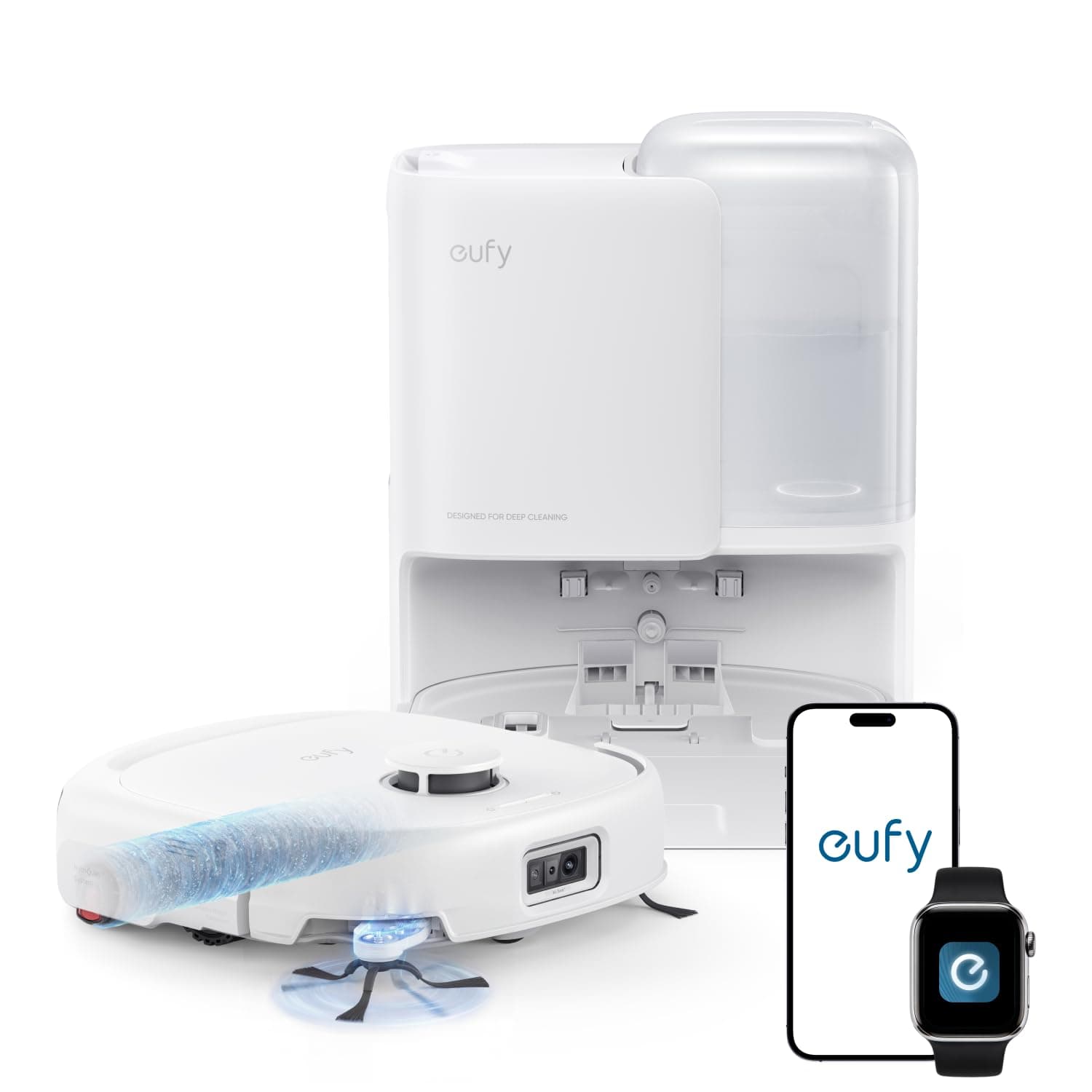 eufy Robot aspirateur E25, système HydroJet avec balai à rouleau, aspiration turbo 20 000 Pa, robot aspirateur et balai tout-en-un, nettoyag chez Amazon Canada