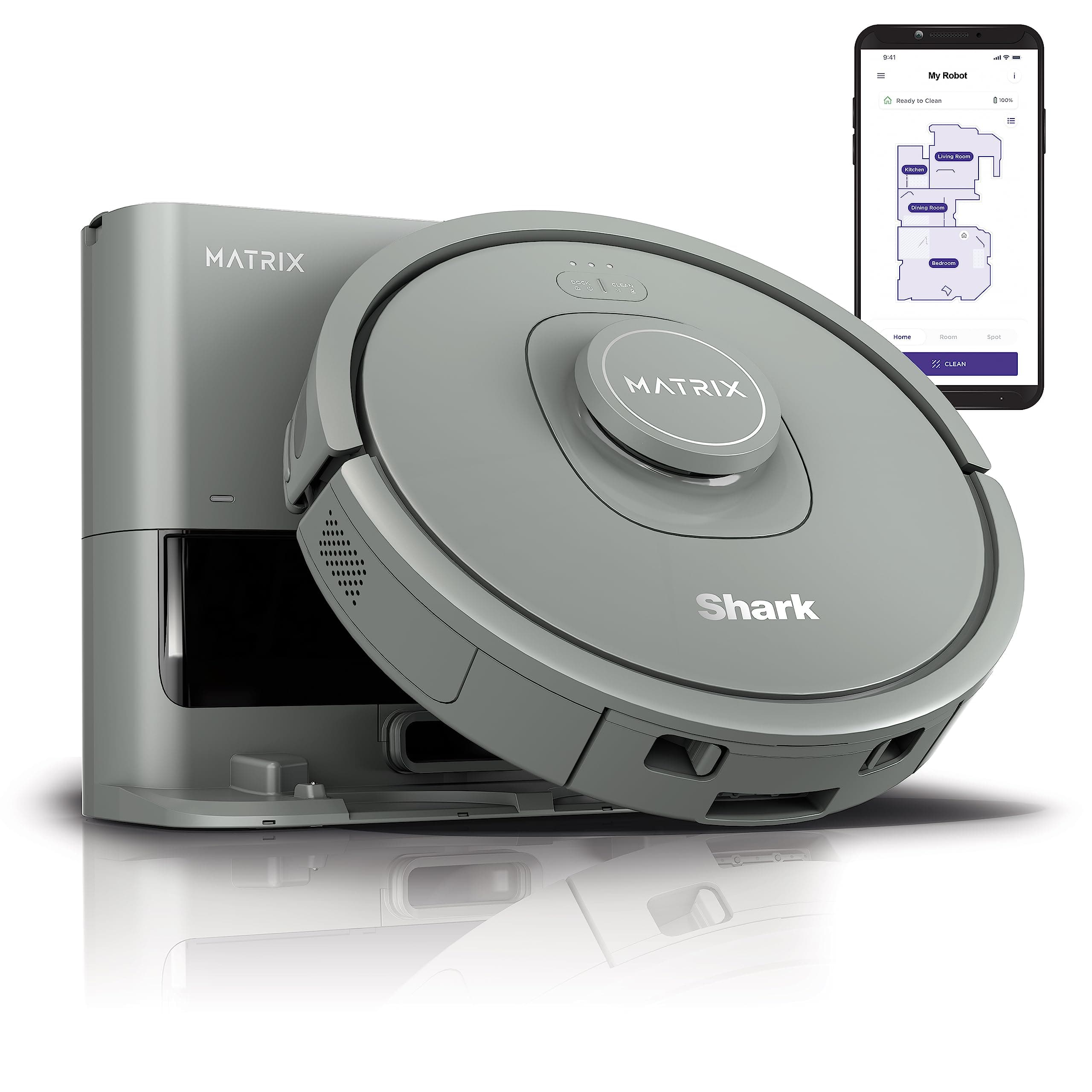 Shark RV2300SCA Matrix Aspirateur robot auto-vide sans taches manquées sur les tapis et les sols durs, base de capacité de 30 jours sans sac chez Amazon Canada