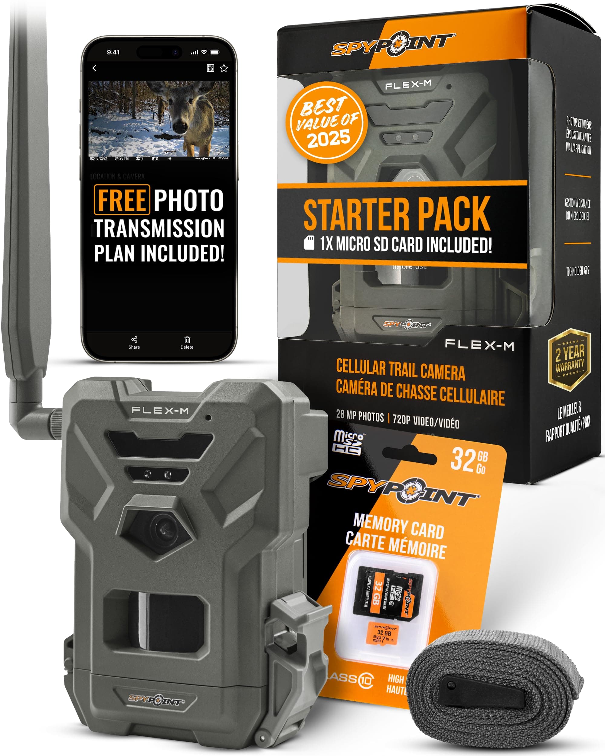 SPYPOINT Flex-M and SD Card Pack - Cellular Trail Cameras |Best Value in Hunting Accessories |No WiFi Needed & GPS-Enabled |Hunting Night Vi chez Amazon Canada