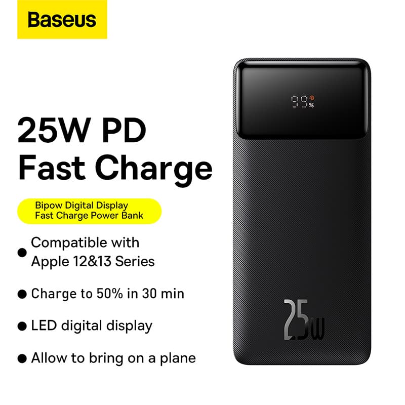 Baseus Power Bank 25W QC3.0 PD 20000 mAh-PPBD020301 - chez Baseus Maroc