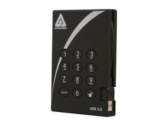 APRICORN 500GB Aegis Padlock External Hard Drive with 256-bit AES Encryption USB 3.0 Model A25-3PL256-500 Black chez Newegg Canada