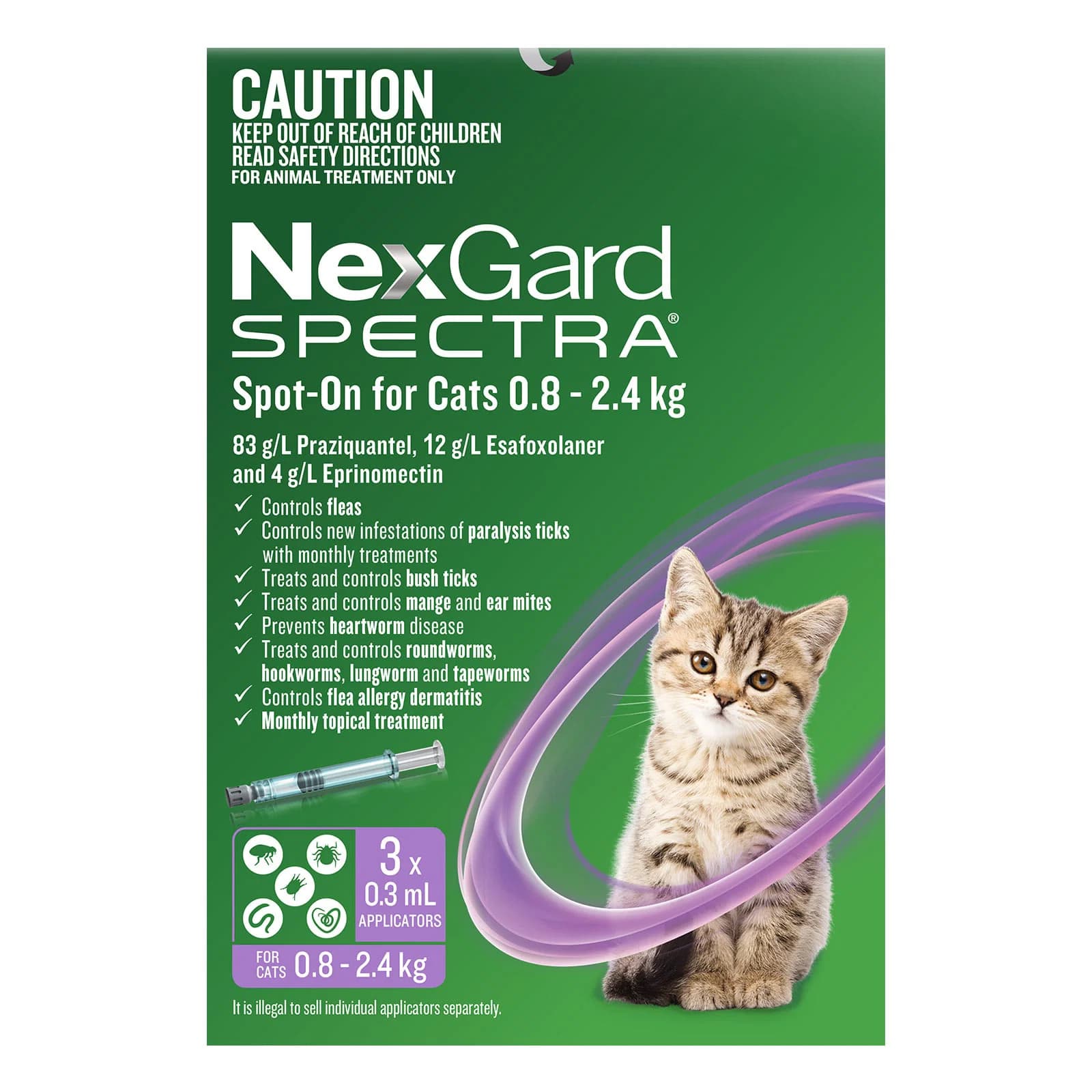 Canada Pet Care - Nexgard Spectra Spot-On for Kittens and Small Cats 0.8 to 2.4kg (2 - 5lbs) chez Canada Pet Care