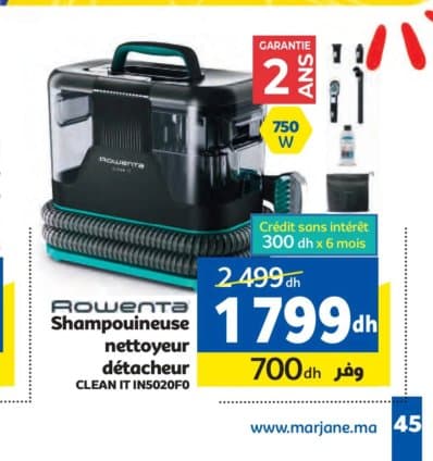 Shampouineuse nettoyeur détacheur ROWENTA CLEAN IT IN5020F0 chez Marjane