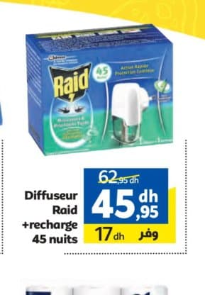 Diffuseur Raid + recharge 45 nuits chez Marjane