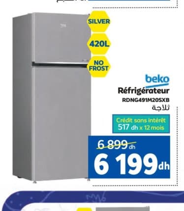 Réfrigérateur Beko RDNG491M20SXB chez Marjane