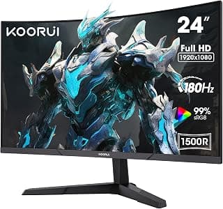 KOORUI 24 Inch Curved Gaming Monitor, 180Hz 1080P 1500R, Adaptive Sync, HDR | 99% sRGB Vivid Colors, 3000:1 Contrast, HDMI 2.0 x2, DP... chez Amazon Canada
