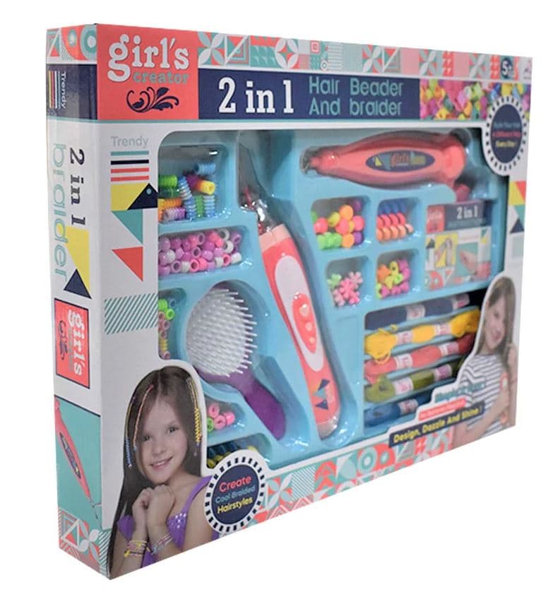 KIT PERLEUSE ET TRESSEUSE A CHEVEUX 2 EN 1 POUR FILLE chez Toys and Kids